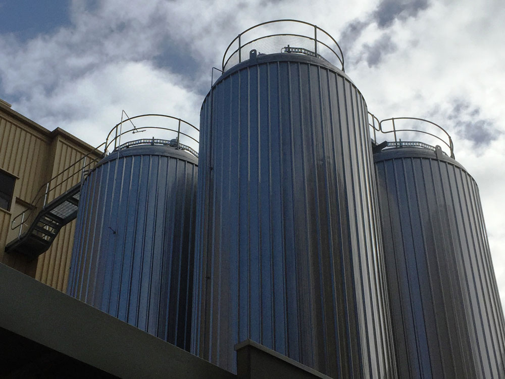 Four cooling towers at Swan Brewery